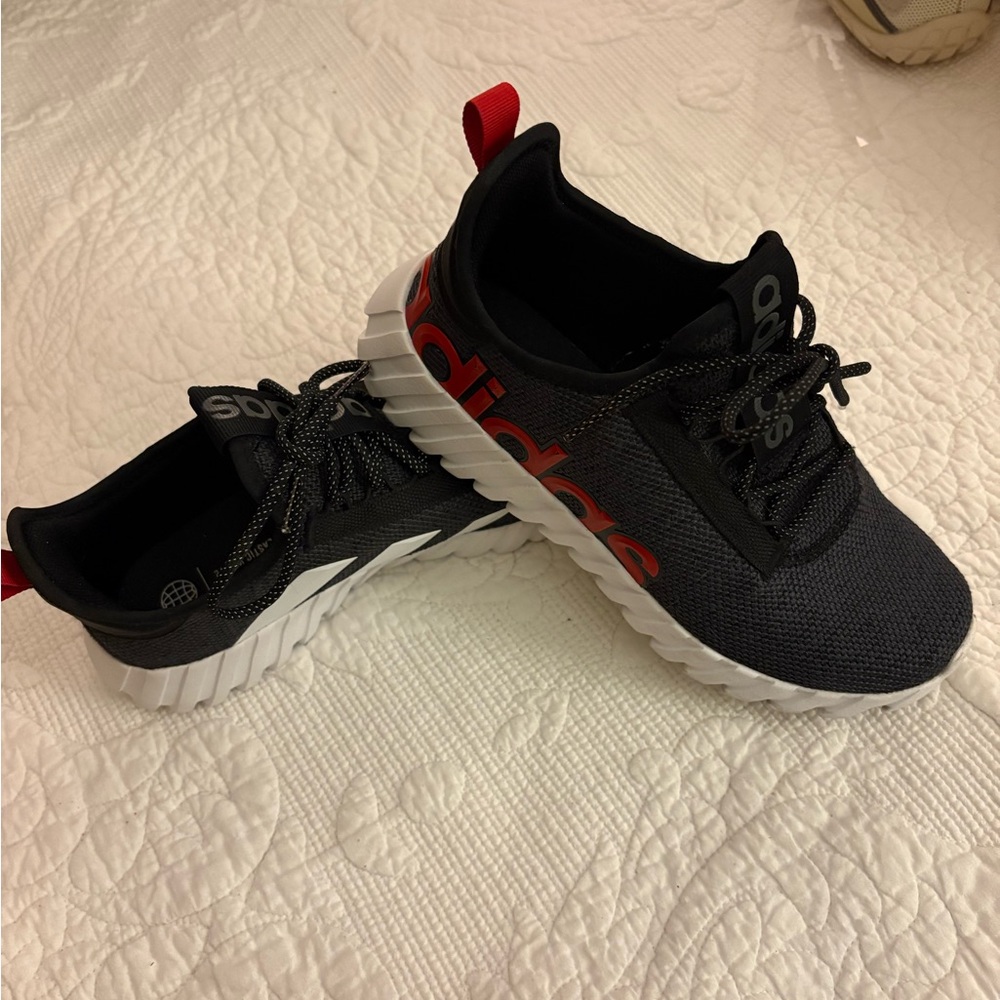 adidas Kids Black Sneakers with Red Logo Accents Kaptir 3.0